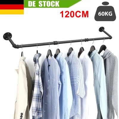 Kleiderstange 120CM Schwerlast Garderobenstange Industrie Garderobe für Wand DE