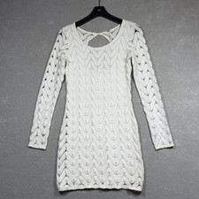 Free People white wave lace keyhole back long sleeve dress XS