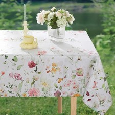 Spring Summer Tablecloths for Rectangle Tables 52x70 Inch, Washable Watercolo...