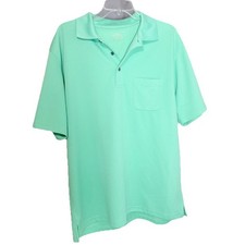 PGA Tour Mens XL Golf Polo Shirt Mint Green Short Sleeve Pocket Airflux Pique