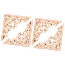 4pcs Wooden Carving Applique Onlay Unpainted Wood Decals For Cabinet Door Decor