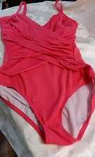 Jantzen Classic Sz 8 Crossover One Piece Swimsuit Ruched UnPadded Pink...READ