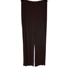 Chicos Travelers Acetate Slinky Pants Size 1 US Medium Pull On Brown Flat Front