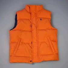 Kids Orange Polo Ralph Lauren Goose Down Puffer Vest Size 5 or Small  EUC