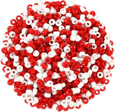 1200Pcs Red White Pony Beads,Christmas Pony Beads Bulk for Bracelets Necklace Ea