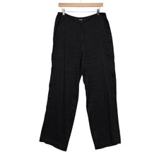 EILEEN FISHER Black Linen Cotton Blend Straight Leg Pants Women's Size Medium