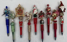 Holiday beaded pens. Bling Holiday!  Stocking stuffer!  Basket filler. Gift.