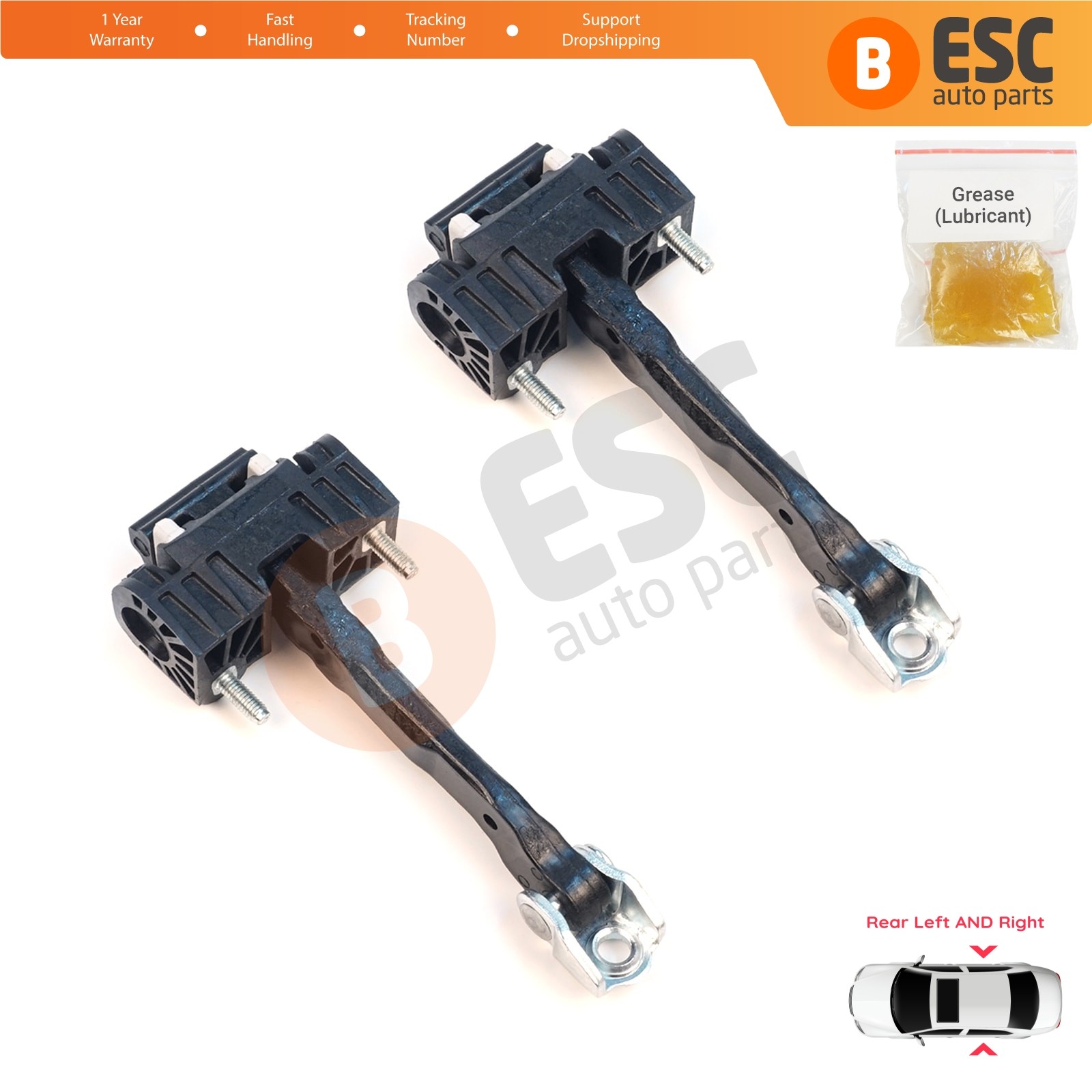 2X Rear Door Hinge Stop Check Limiter for Volvo S40 MK2 544 V50 545 C30 533