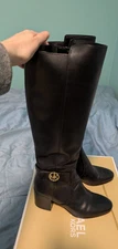 Michael Kors Carmen Black Over the Knee Boots with Gold Hardware