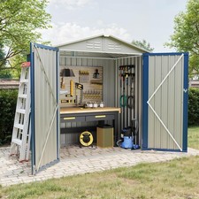 6x4 FT Outdoor Metal Storage Shed with Apex Roof Waterproof Garden Tool Storage