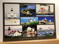Some of the Lighthouses Throughout the State of Maine: - Vintage Postcard