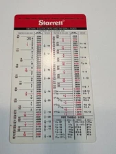 1  STARRETT Tap Drill Size/Decimal Equivalents Pocket Chart-NEW-FREE SHIPPING