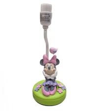 Disney Minnie Mouse Nursery Baby Lamp Pink Purple Green Flowers Bird No Shade