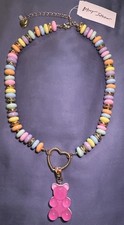 NWT BETSEY JOHNSON Candy Loop Necklace Gummy Bear Crystal Heart CHARM Choker