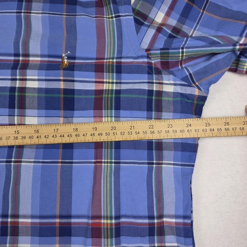 Ralph Lauren Long Sleeve Cotton Shirt Men's XL Blue Plaid Flesh Pony Button Down - Picture 5 of 7