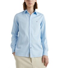 Tommy Hilfiger Mens Trim-Fit Button Up Shirt, calmblue, L Neck