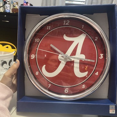 Alabama Crimson Tide NCAA Round 12'' Chrome Clock Wincraft New 