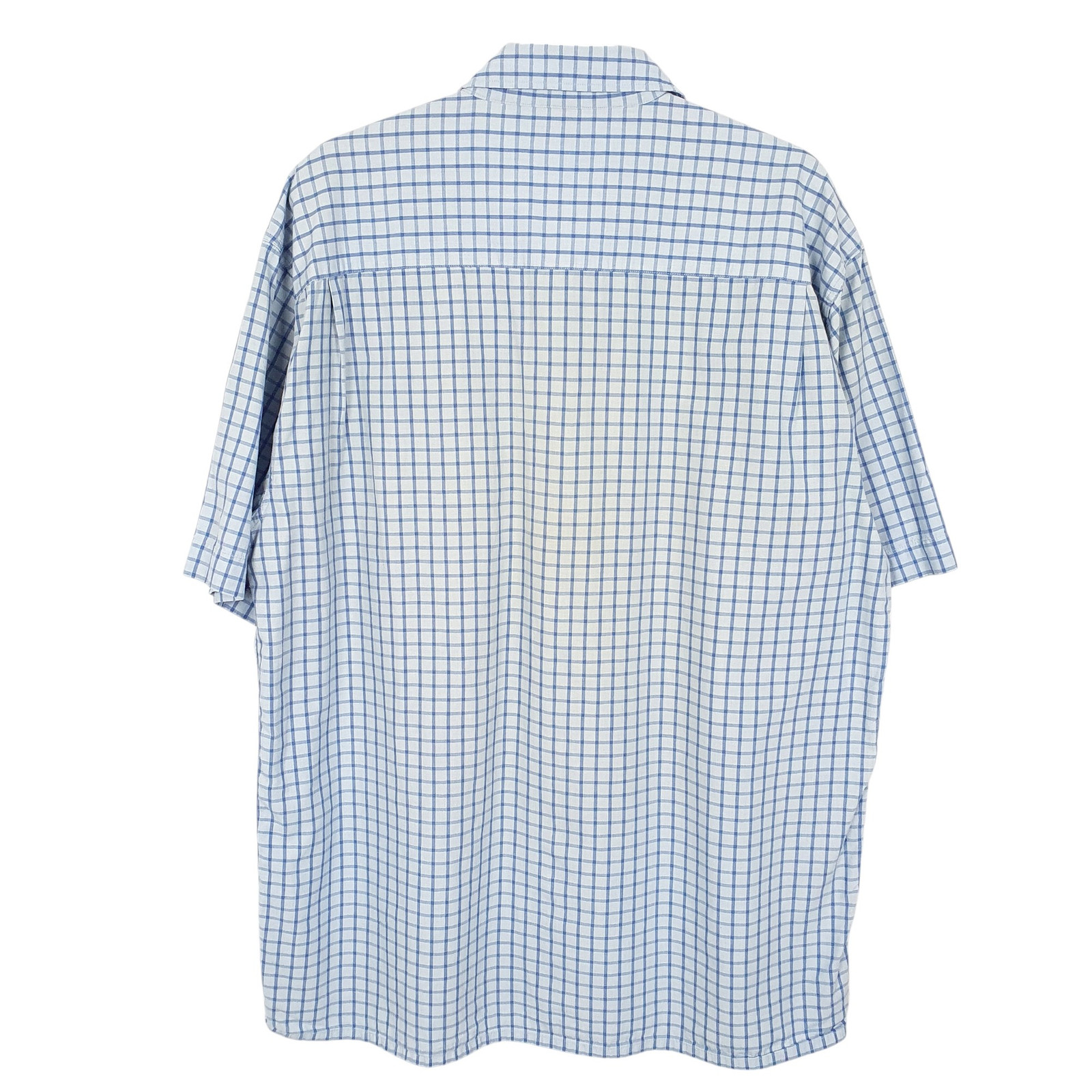 KICKERS Blue Check Shirt Vintage 90s Shoes Short Sleeve Casual Cotton Mens L image 3