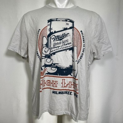 Miller High Life Champagne of Beers Milwaukee Mad Engine Grey T-Shirt Men's XL