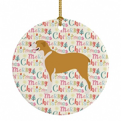 Caroline's Treasures Belgium Mastiff Merry Christmas Ceramic Ornament WDK2044CO1