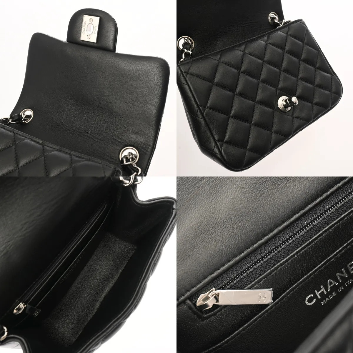 Chanel Mini Classic Handbag A35200 Shoulder Bag Lambskin Black #WB666 image 8