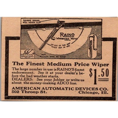 American Automatic Devices Co. Wiper Chicago IL 1924 Magazine Ad AH1-S19