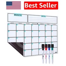 Versatile Fridge Magnetic Calendar - 14.7" x 11.8" with 4 Markers for Easy Notes