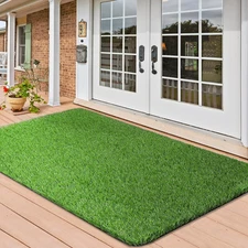 Artificial Grass Mat, Turf Grass Front Door Mats Outdoor/Indoor, Realistic Fake 