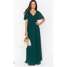 Show Me Your MuMu Emily Empire Maxi Dress Emerald Green Chiffon Bridesmaid Small