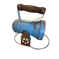 Linterna de ferrocarril Starlite de metal azul de colección faro mango de madera