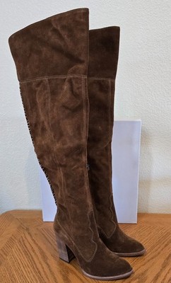 Dolce Vita Cliff leather suede over the knee ankle zip boots color Acorn 6.5