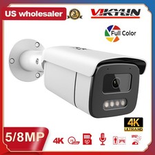 Vikylin 4K 8MP 5MP Full Color Security Bullet IP Camera MIC POE 3.6mm Outdoor US