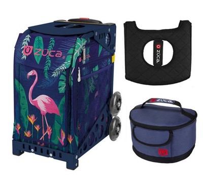 Zuca Sport Bag - Flamingo with Hot Pink/Black Seat Cover and Midnight Lunchbox(