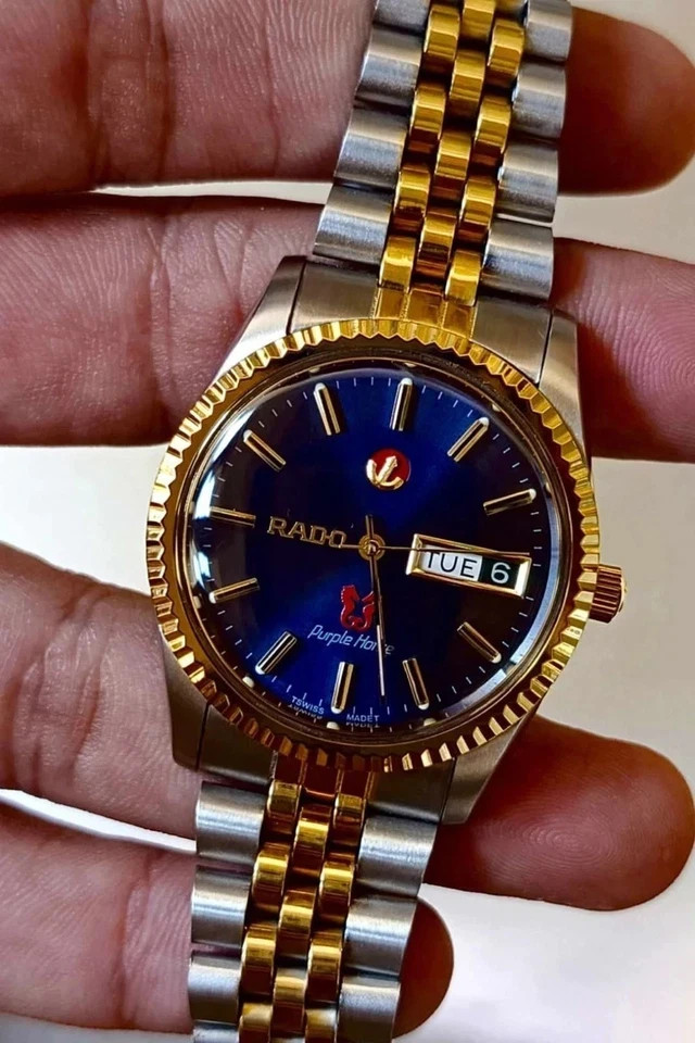 Automatic Two Purple Horse Men's Rado Blue Ton Watch Dial - vintagewatches.pk