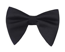 Mens Oversized Satin Silk Bow Tie Solid Color Formal Tuxedo Big Bowtie A - Black