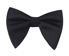 Mens Oversized Satin Silk Bow Tie Solid Color Formal Tuxedo Big Bowtie A - Black