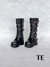 1/4 1/3 Punk Style Knee-high Leather Boots Multi-buckle Boots Fit BJD Doll