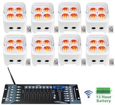 8 Rockville BEST PAR 50 White Battery Wash Lights Wireless DMX Control RGBWA UV