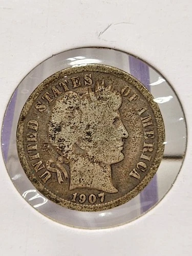 1907-P Barber Dime Raw very good (Details)