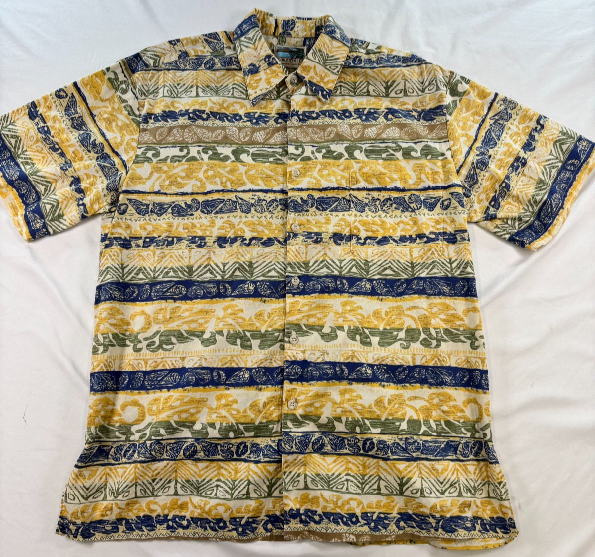 Cooke Street Hawaiian Shirt Mens Sz Large Short Sleeve Button Up 100% Cotton
