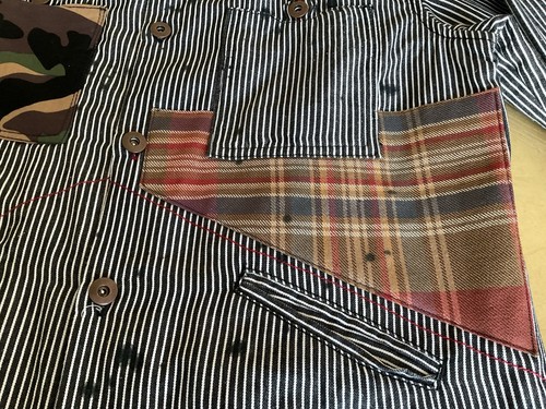 100% COTTON MEN PATCHWORK JACKET(L) - Picture 5 of 13