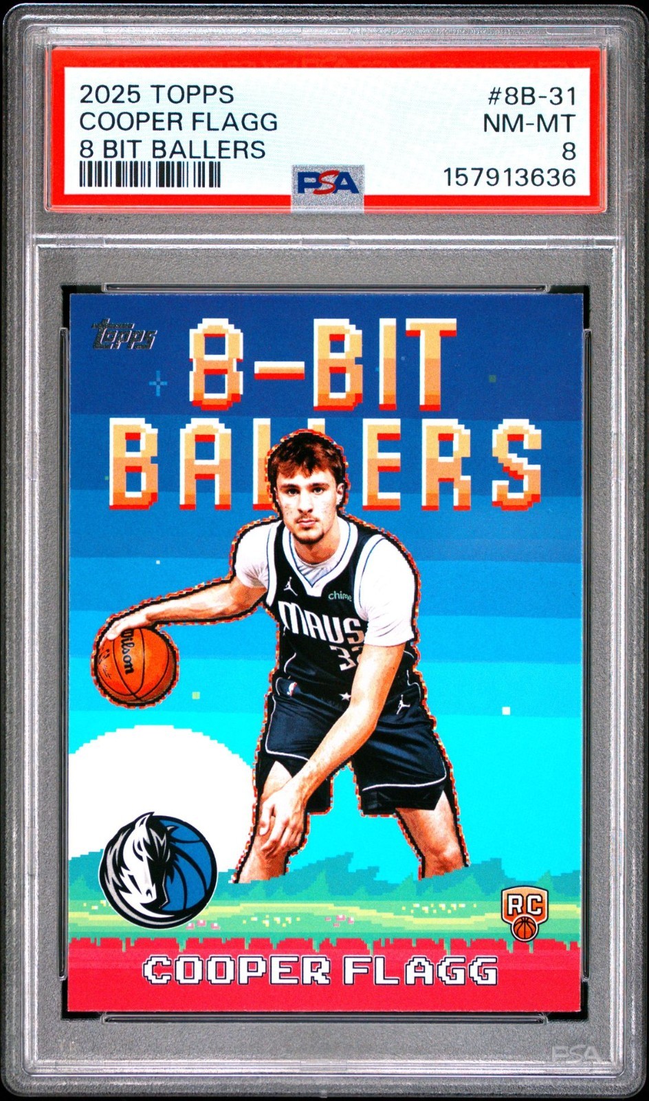 2025-26 Topps Cooper Flagg RC 8-Bit Ballers Mavericks Rookie PSA 8