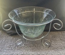 Centro de mesa de vidrio craquelado transparente con soporte de metal, vidrio artístico-K19