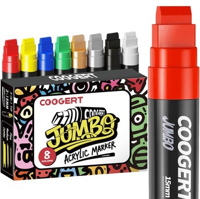 8 Vibrant Colors Jumbo Poster Markers, 15MM Thick Permanent Acrylic Graffiti ...
