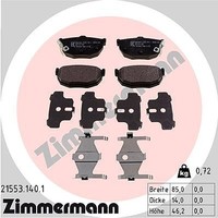 Zimmermann Bremsbelagsatz, Scheibenbremse Hinterachse U.A. FüR Honda, Hyundai