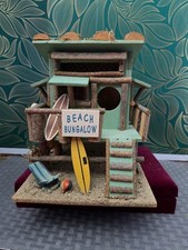 Bird House Wooden Beach Bungalow birdhouse Or Farm Decor