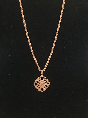 14 Karat Rotgold Anhänger an 925 Sterling verstellbarer Halskette