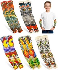 5 Pairs Fake Tattoo Arm Sleeves for Kids Boys Girls Multicolor-patterns-1