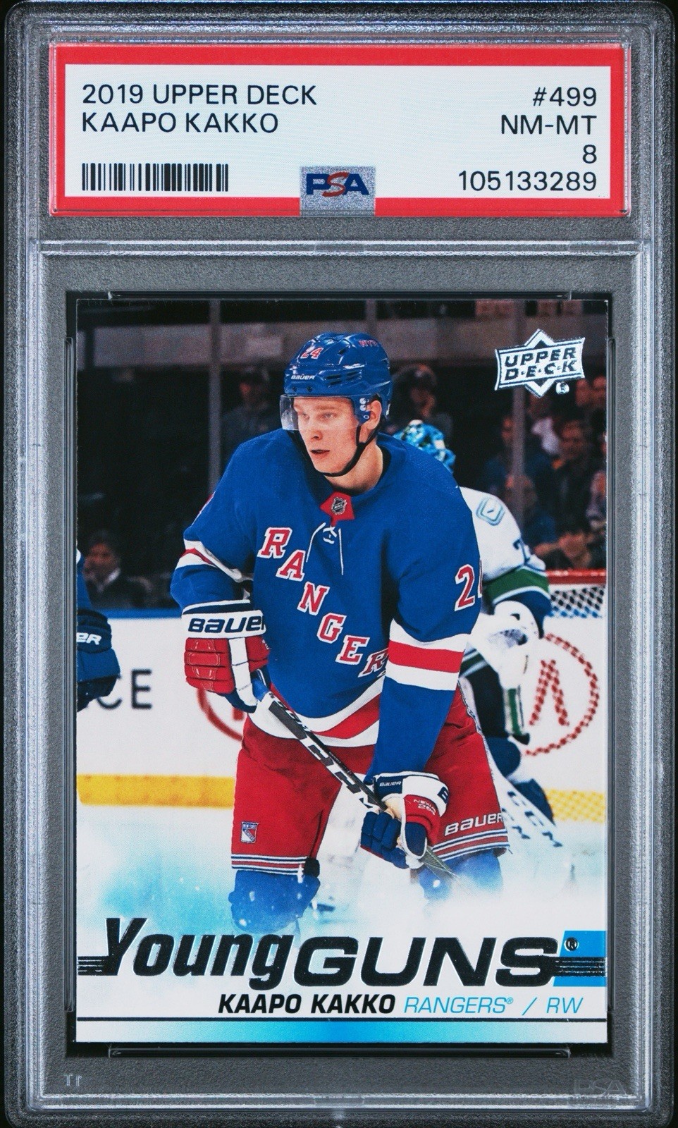 Kaapo Kakko 2019 Upper Deck - Young Guns #499 (RC) Kraken PSA 8