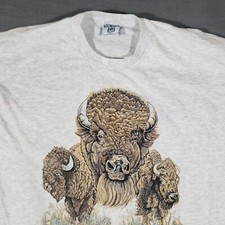 Vintage Brandin Dukam Mens Shirt Size XL USA Made Lee Tag Wildlife Buffalo